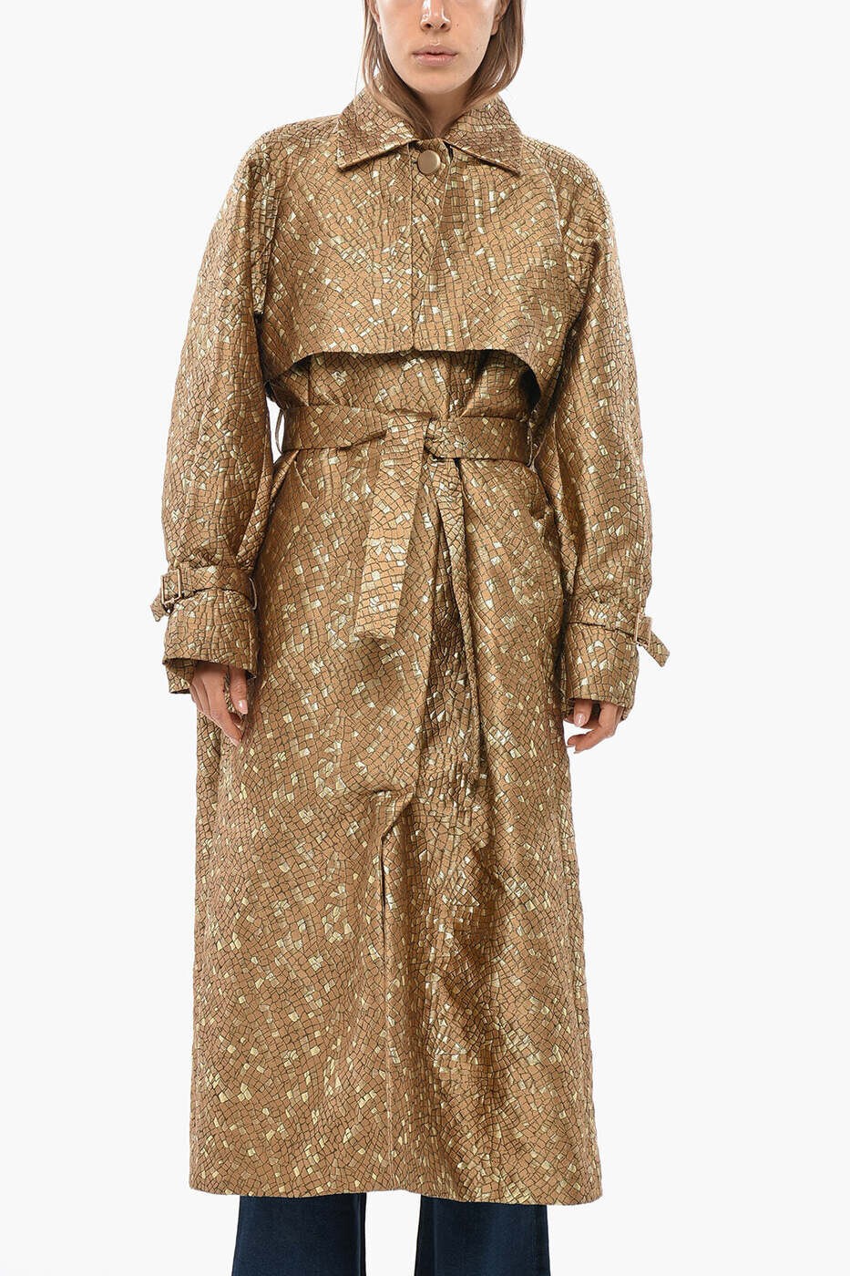 マックス パンパノウサギ MAX MARA トレンチコート 厚地の外套 レディース ゴールド Coats and trench coats 2421016115699/001 関税 貨物輸送無料 dk