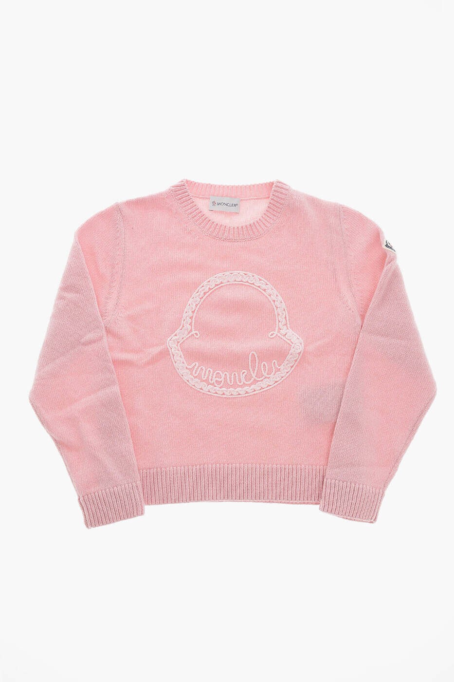 モンク軌跡 MONCLER クルーネックジャンパー 編み物御召しもの ガールズ さくら色 Crew neck jumpers 9C00003M428152B 関税 貨物輸送無料 dk
