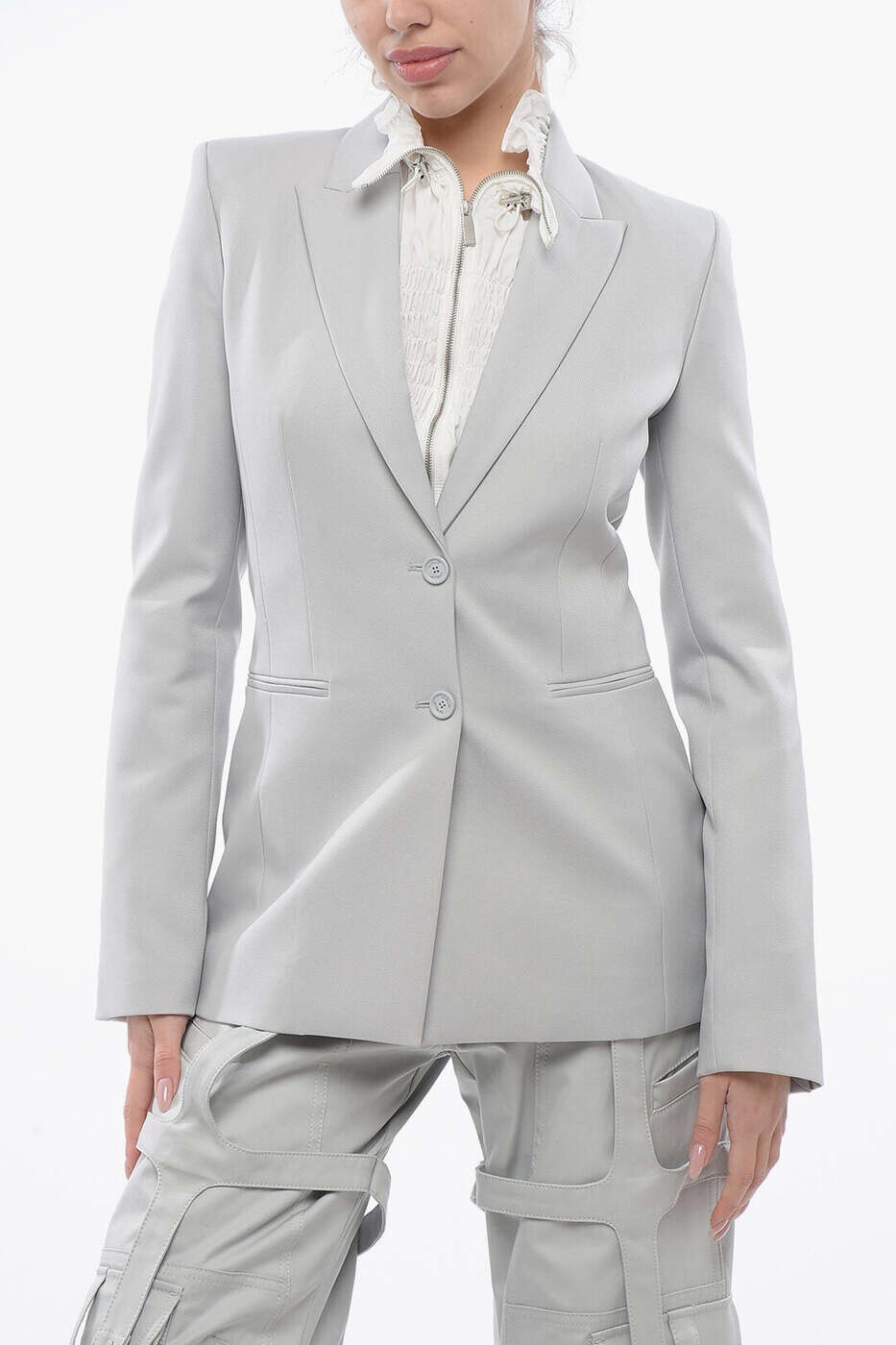 象牙色 OFF WHITE 背広上衣 背広 上衣 レディース 薄墨色 Suit Jackets OWEF061S24FAB0014040 関税 貨物輸送無料 dk