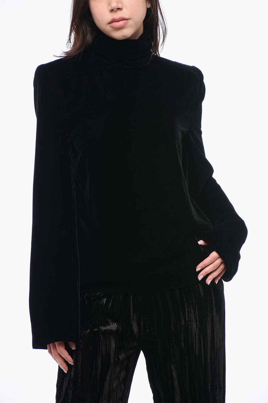 前日 サンローラン SAINT LAURENT PARIS ティーシャツ トップス レディース 黒いこと T-shirts and tops 770529 Y1H02 1000 関税 貨物輸送無料 dk