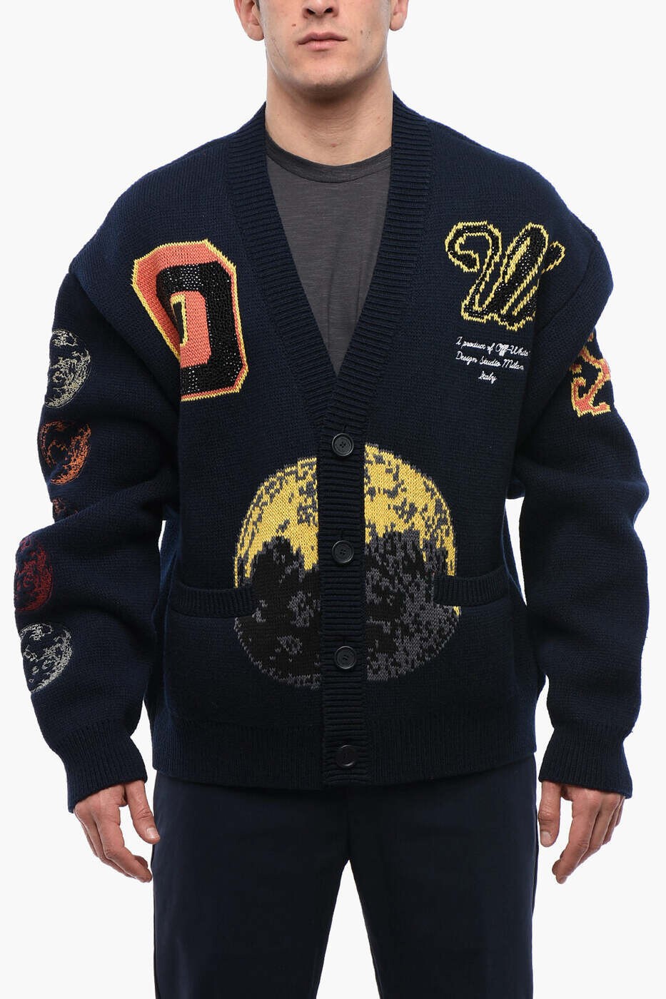 象牙色 OFF WHITE プルオーバー 編み物御召しもの メンズ 青碧 Knitwear OMHB019F23 KNI001 4784 関税 貨物輸送無料 dk