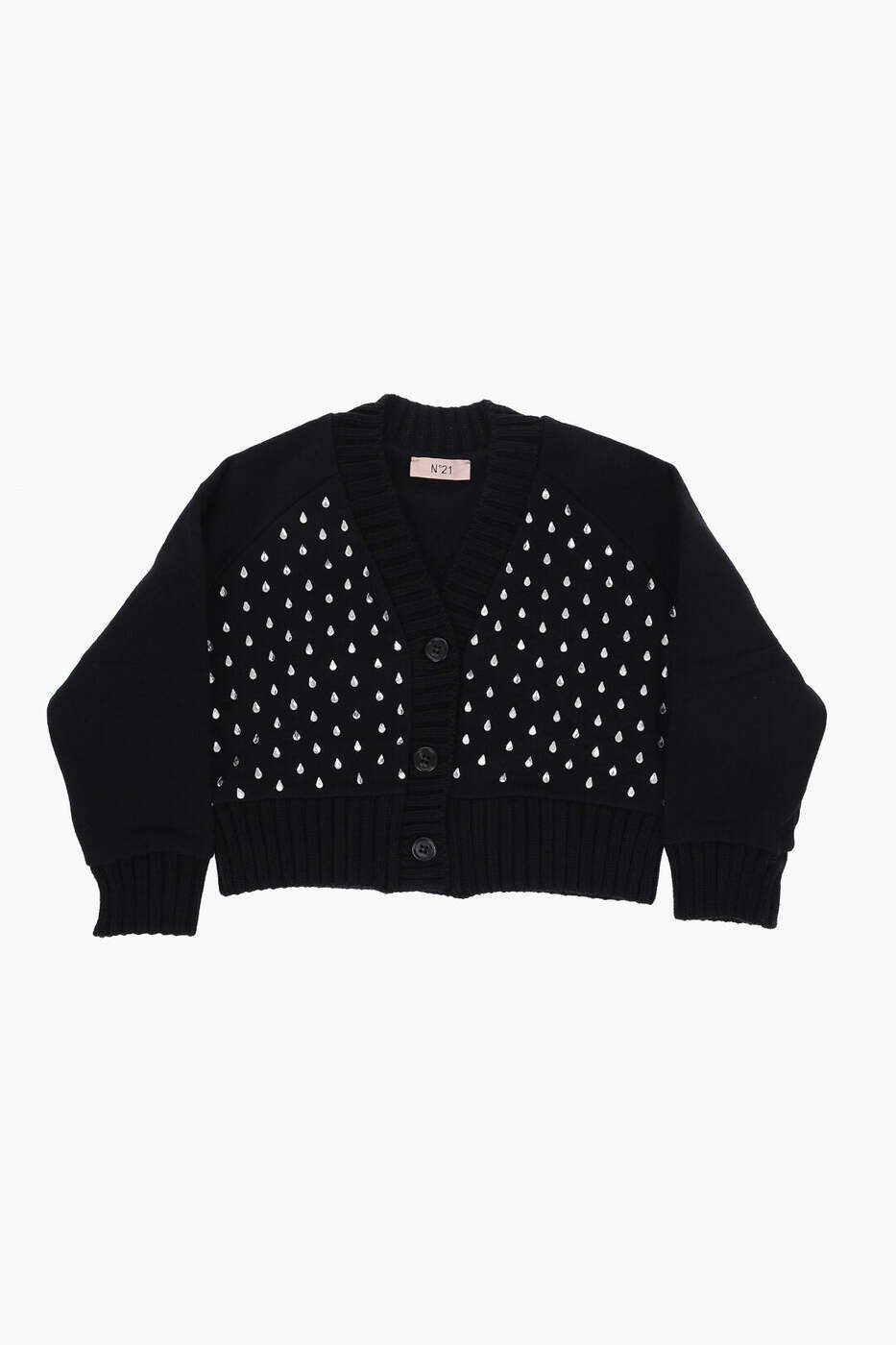 ヌメロ ヴェントゥーノ N.21 クルーネックジャンパー 編み物御召しもの ガールズ 黒いこと Crew neck jumpers N21799 N0216 0N900 関税 貨物輸送無料 dk