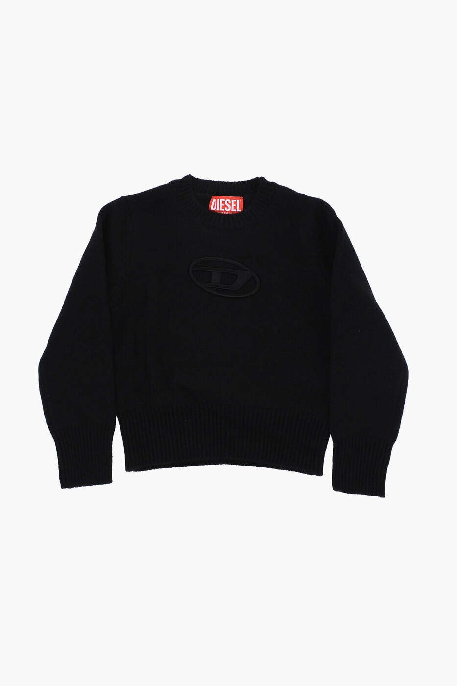 ディーゼル DIESEL クルーネックジャンパー 編み物御召しもの ガールズ 黒いこと Crew neck jumpers J01556 KYAV8 K900 関税 貨物輸送無料 dk