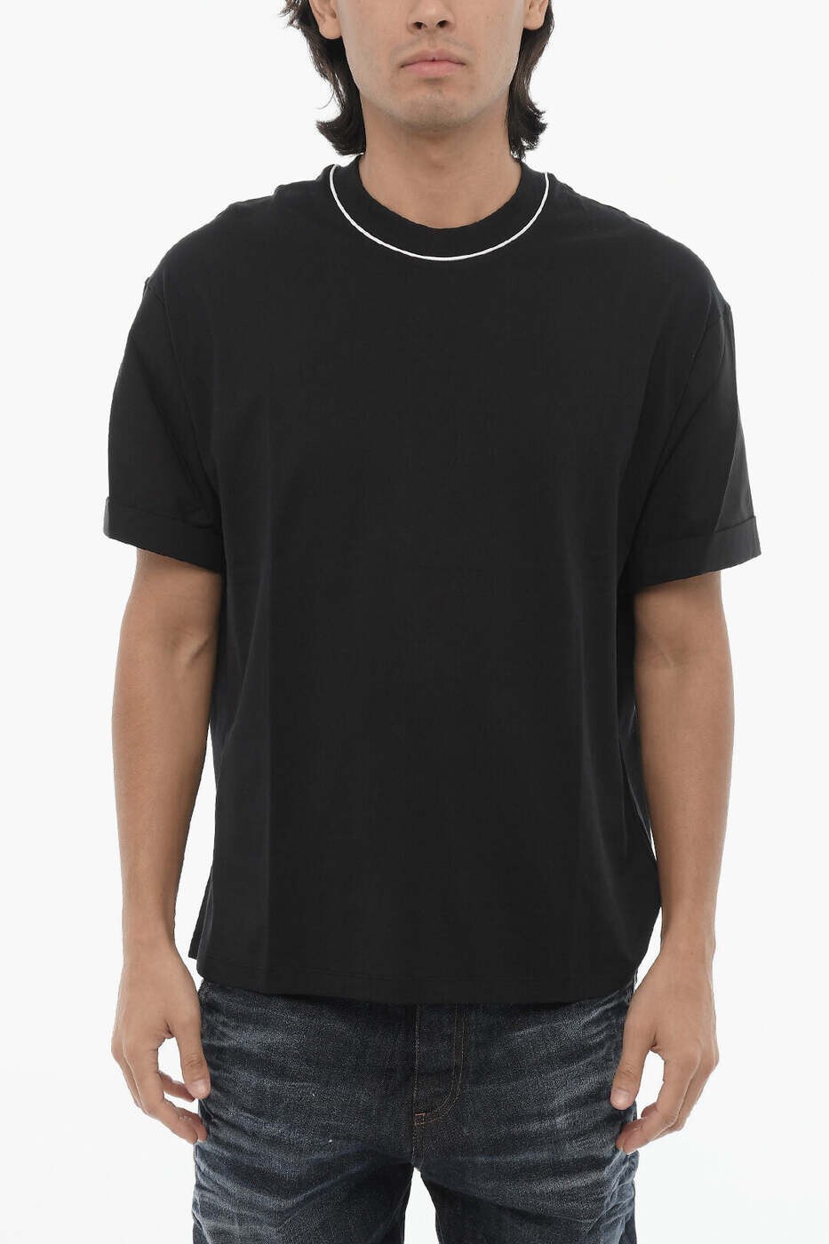 ニール バレット NEIL BARRETT Tシャツ メンズ ブラック T-shirts MY70222A-Y522 001N 関税 送料無料 dk｜BRANDSHOP「il Tesoro」