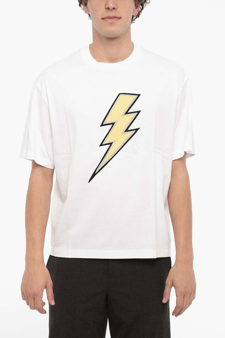 ニール バレット NEIL BARRETT Tシャツ メンズ ホワイト T-shirts NBV7JT215A V518C 105 関税 送料無料 dk|BRANDSHOP「il Tesoro」