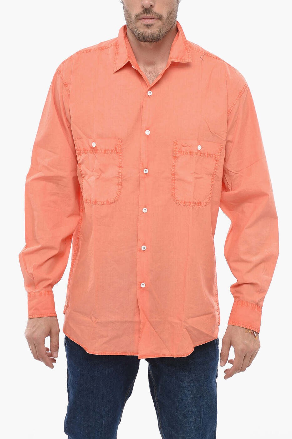 アスペジ ASPESI プルオーバー メンズ オレンジ色 Shirts 4311E030TL85294 関税 貨物輸送無料 dk