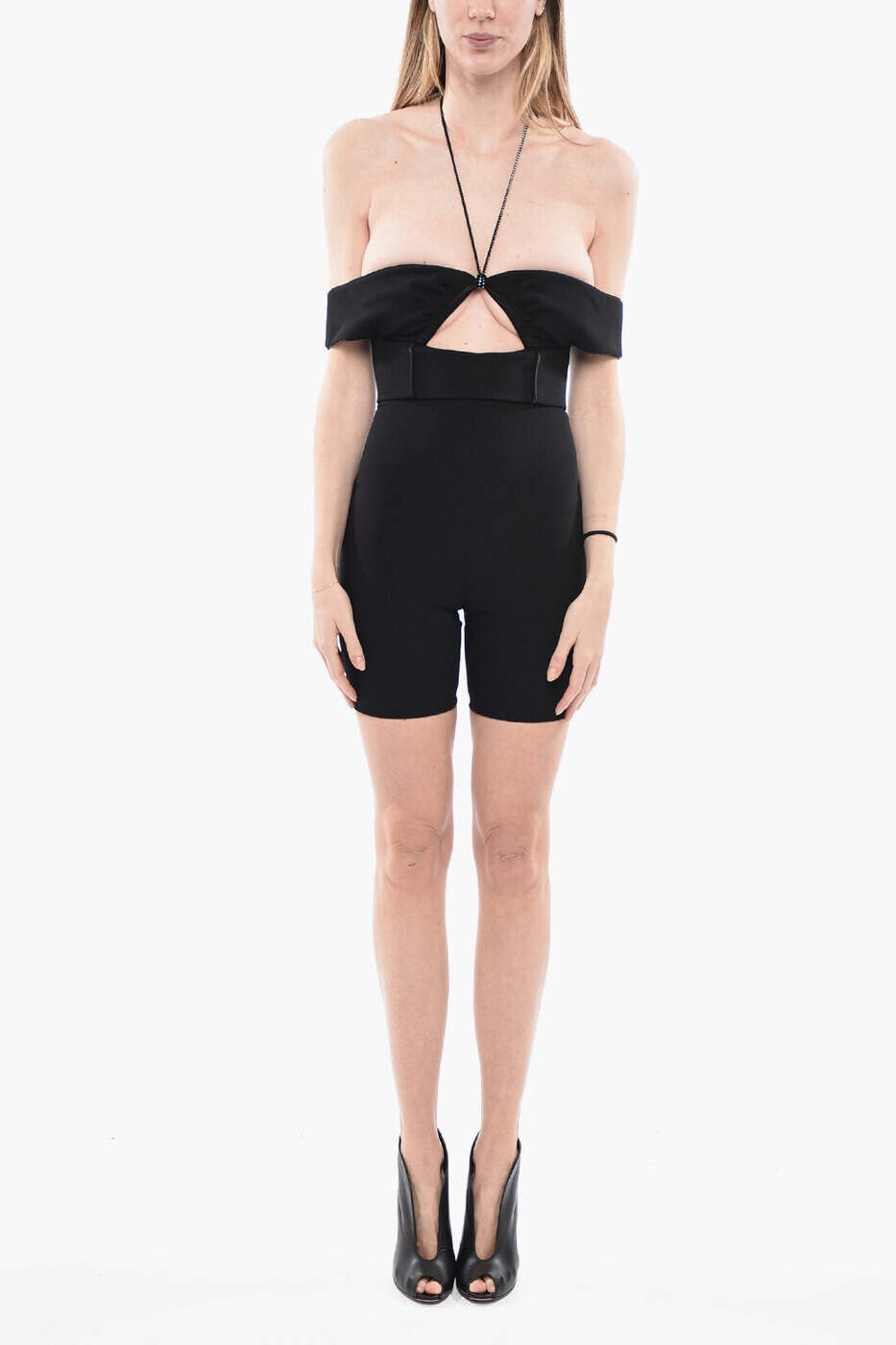 前日 サンローラン SAINT LAURENT PARIS セットアップ オールインワン レディース 黒いこと Jumpsuits 684827Y5E47 1000 関税 貨物輸送無料 dk