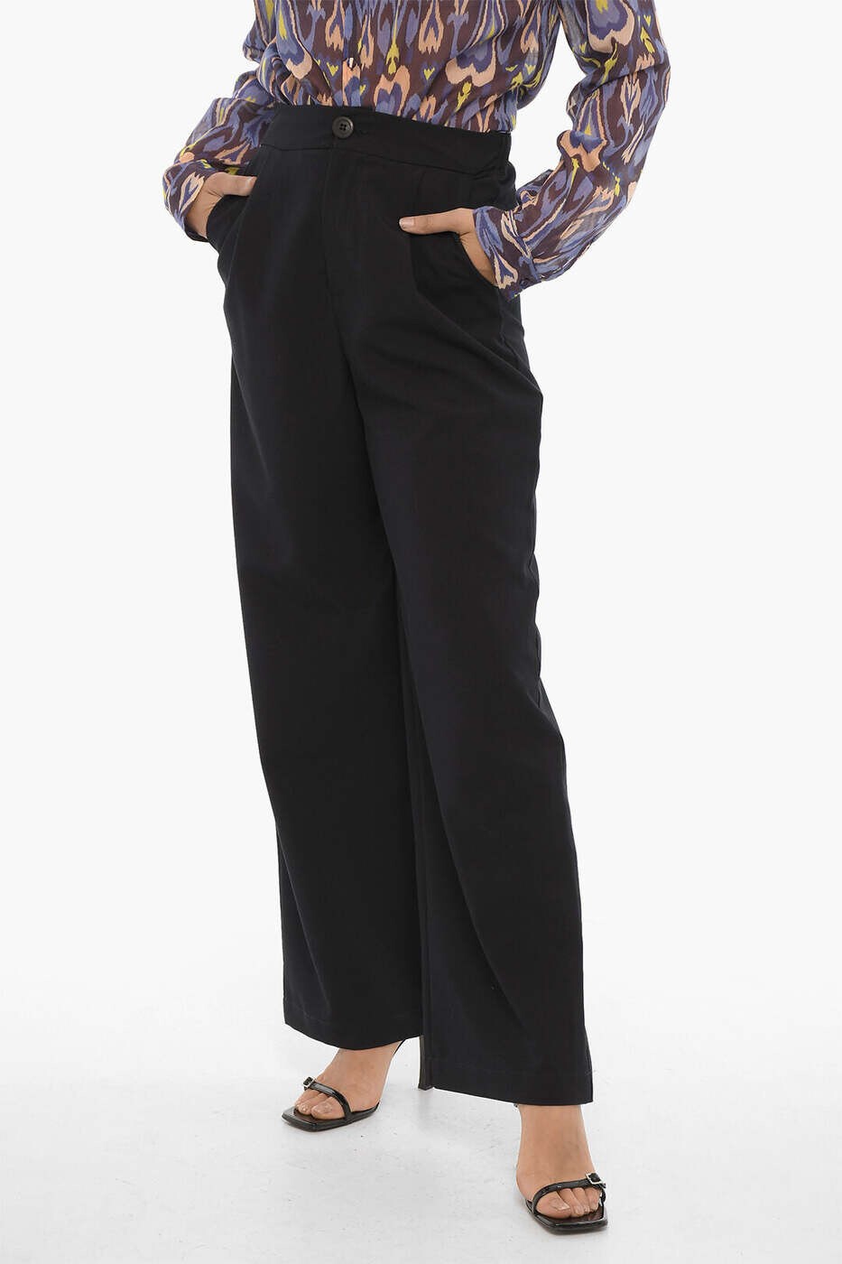 OBLO UNIQUE ズボン ズボン下 レディース 青色 Trousers IP038T11404 関税 貨物輸送無料 dk レディースファッション-パンツ