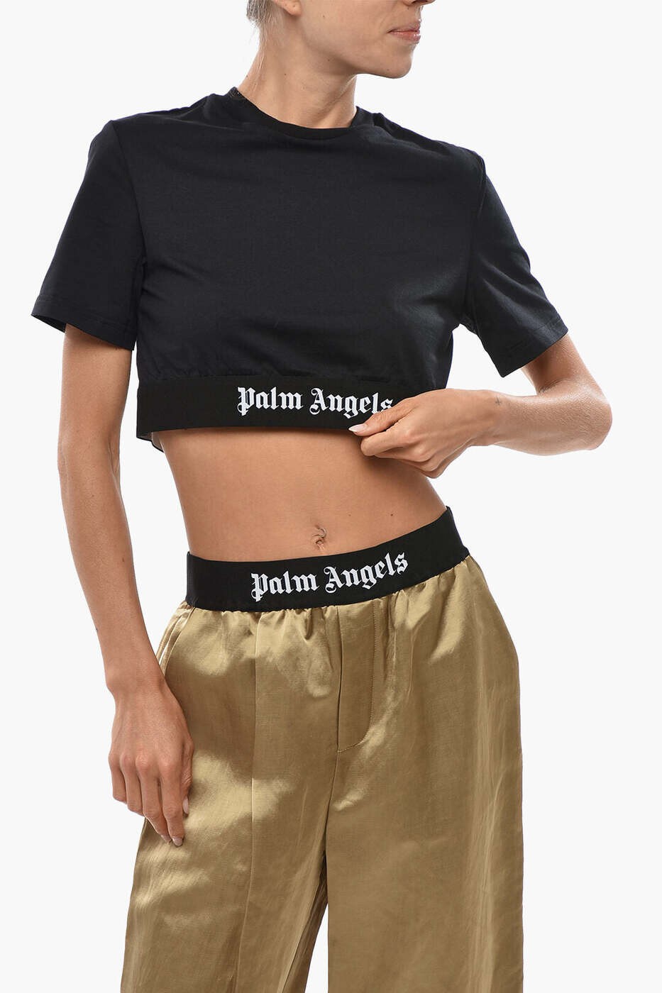 パーム エンジェルス PALM ANGELS ポロシャツ Tシャツ レディース ブラック T-shirts and polo shirts PWAA067C99JER0011010 関税 送料無料 dk｜BRANDSHOP「il Tesoro」