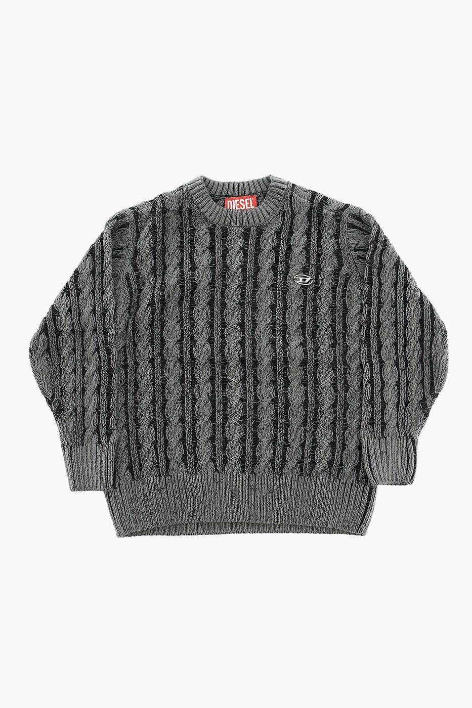 ディーゼル DIESEL クルーネックジャンパー ニットウェア ボーイズ グレー Crew neck jumpers J01976 0GEAZ K900 関税 送料無料 dk｜BRANDSHOP「il Tesoro」