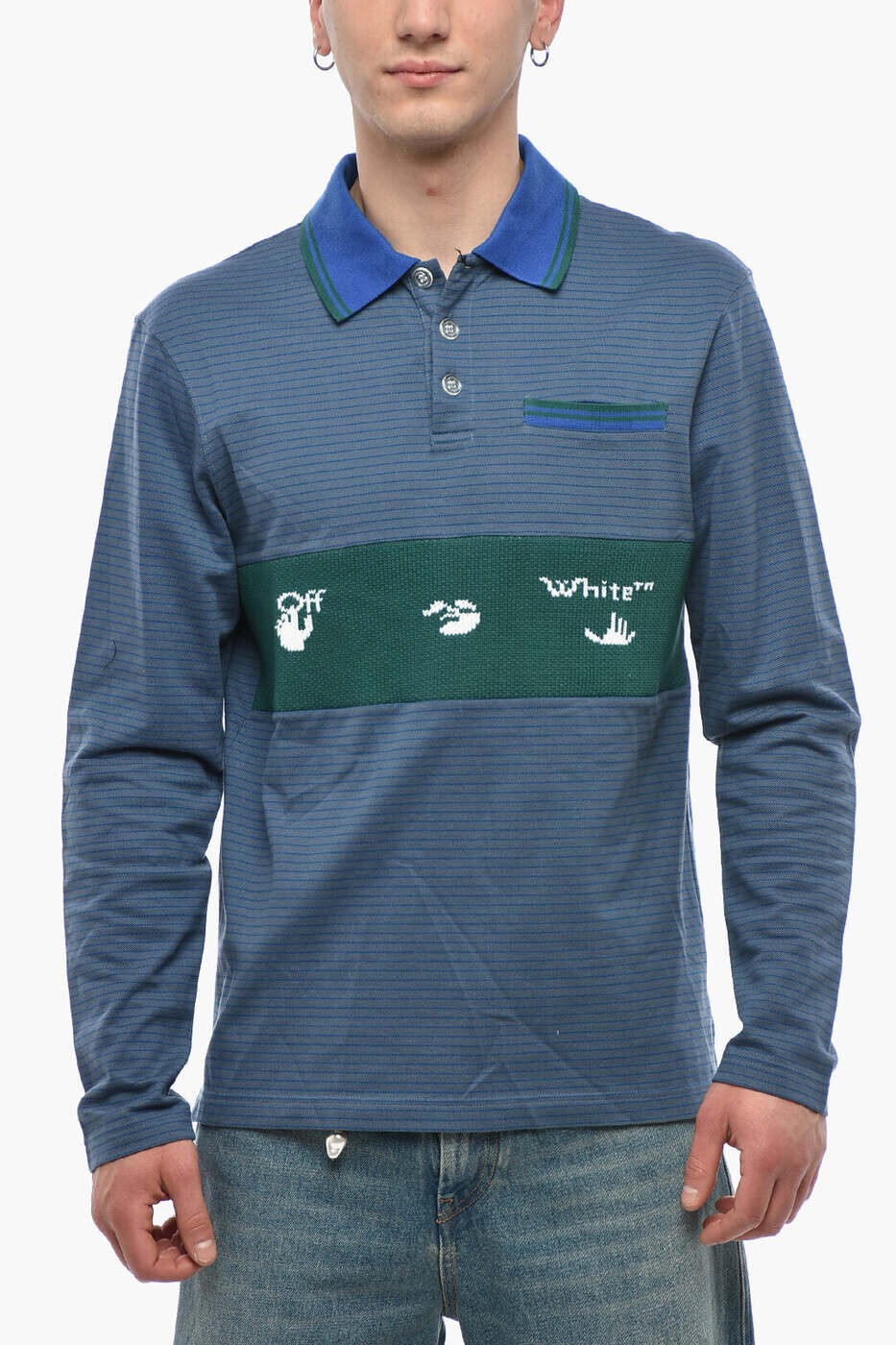 オフホワイト OFF WHITE ポロシャツ メンズ ブルー Polo shirts OMGC004F20FAB0024001 関税 送料無料 dk｜BRANDSHOP「il Tesoro」