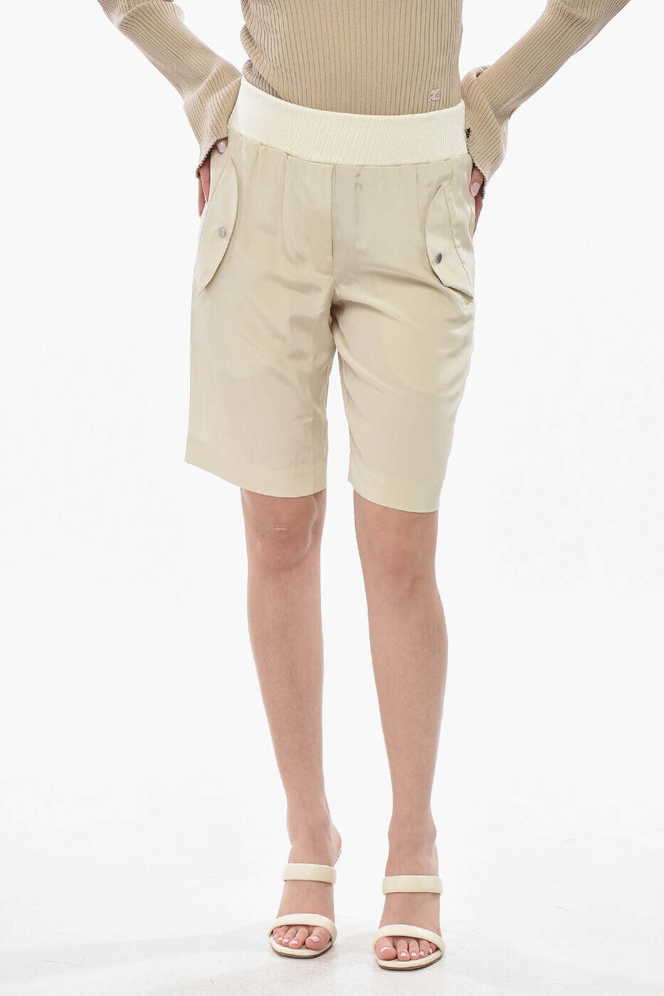 ヘルムート ラング HELMUT LANG デニムショーツ ショーツ レディース ベージュ Denim shorts O04HW205 E03 関税 送料無料 dk｜BRANDSHOP「il Tesoro」 48,360円