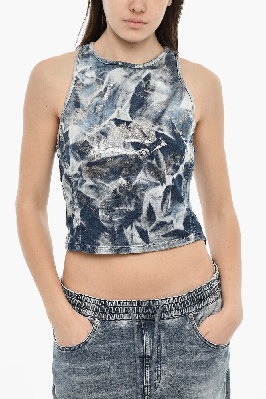 ディーゼル DIESEL Tシャツ トップス レディース ブルー T-shirts and tops A14771 068NF 01 関税 送料無料 dk｜BRANDSHOP「il Tesoro」