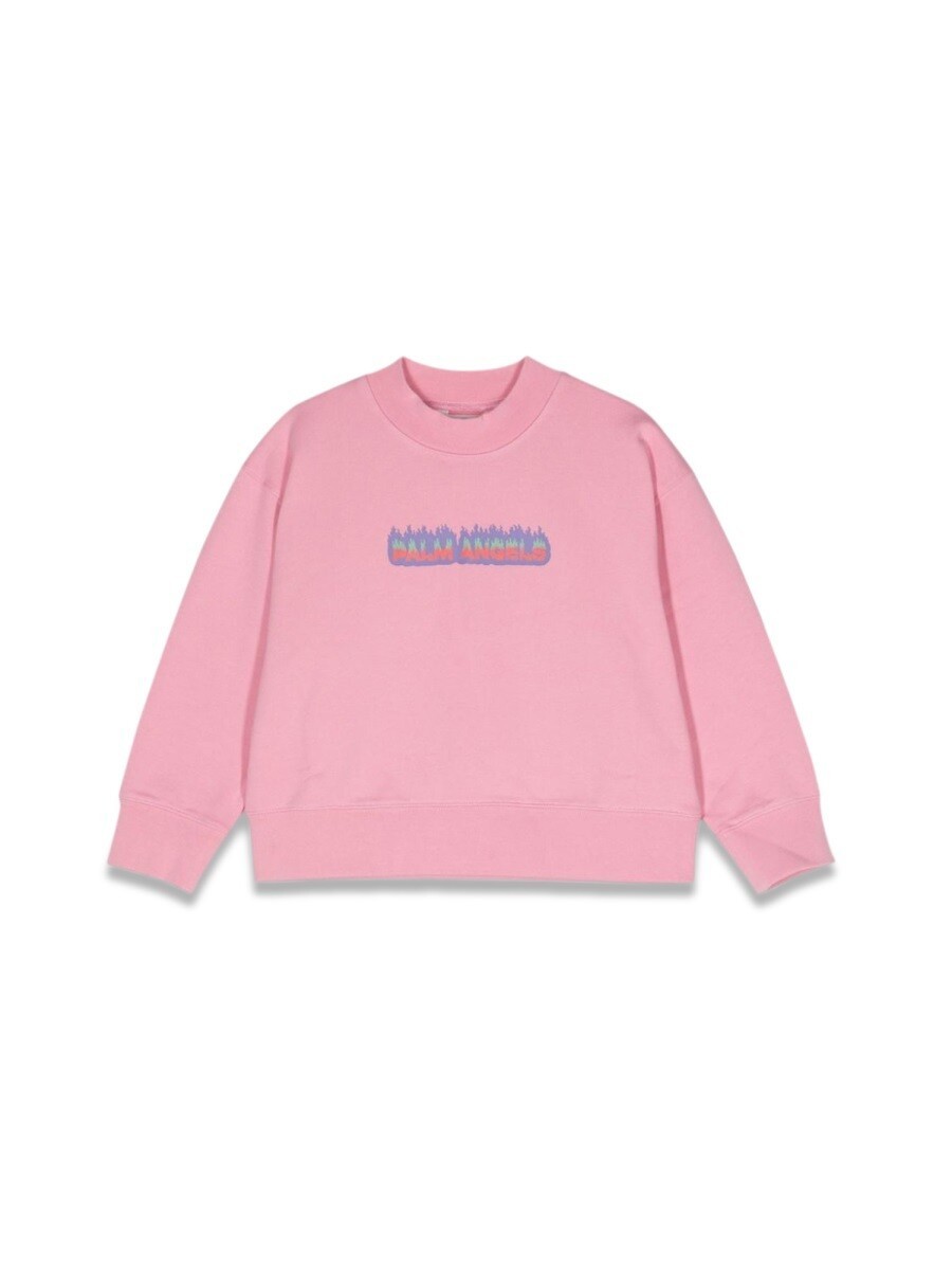 パーム・エンジェルス PALM ANGELS クルーネックスウェットシャツ 調教師 ガールズ さくら色 Crew neck sweatshirts 312066 関税 貨物輸送無料 2024SS el
