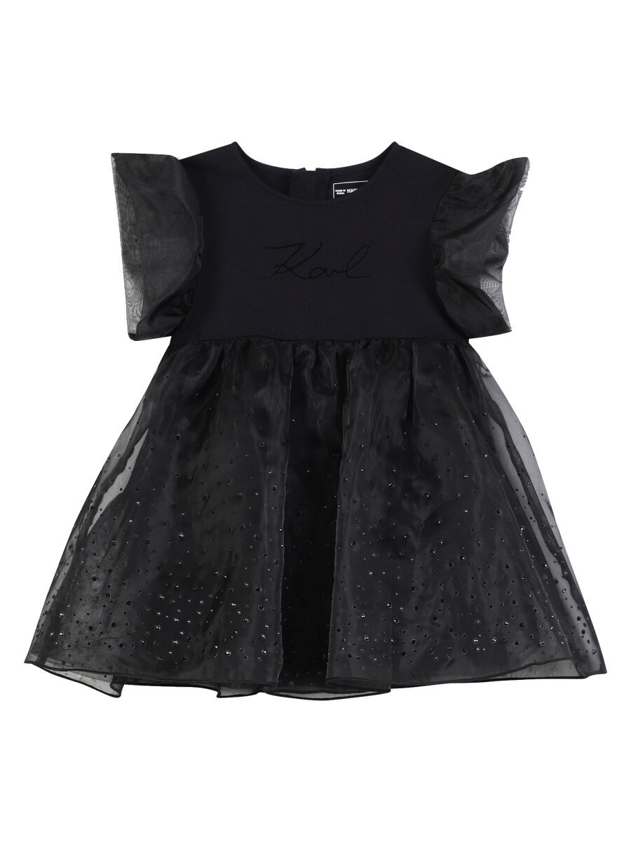 カール ラガーフェルド KARL LAGERFELD ロングドレス ドレス ガールズ ブラック Long dresses 372996 関税 送料無料 2025AW el