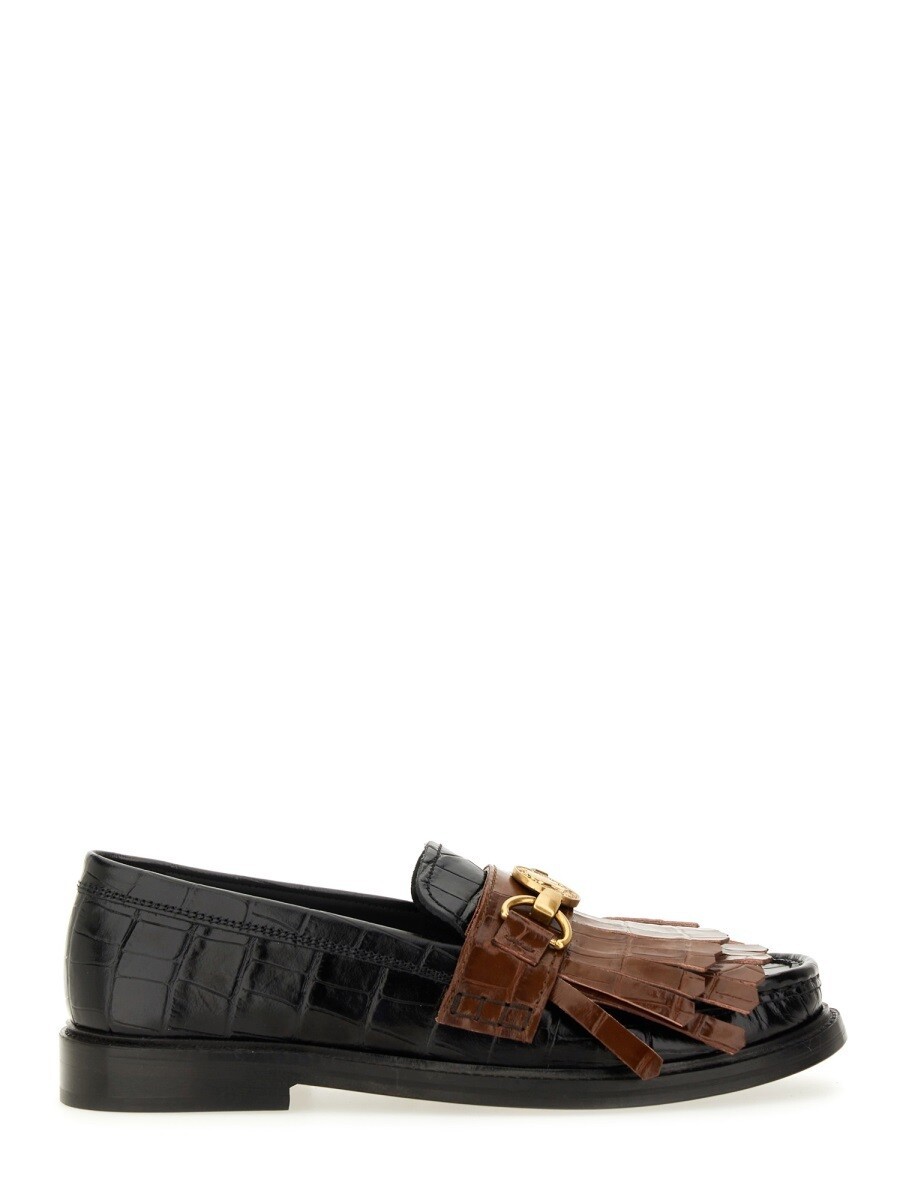 モスキーノ MOSCHINO 置き目毛革 レディース 黒いこと Loafers 375338 関税 貨物輸送無料 2025AW el