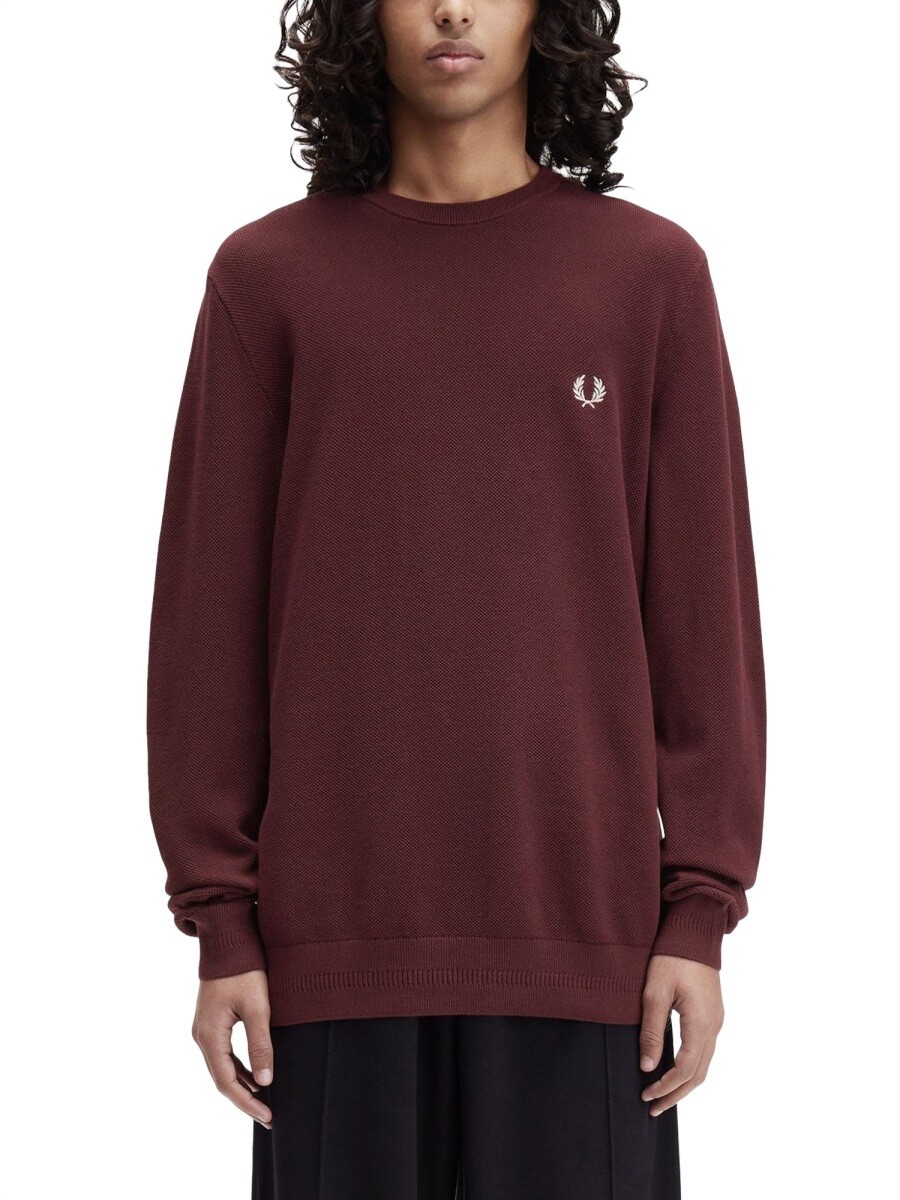 フレッド ペリー FRED PERRY プルオーバー 編み物御召しもの メンズ 赤いこと Knitwear 381513 関税 貨物輸送無料 2025AW el