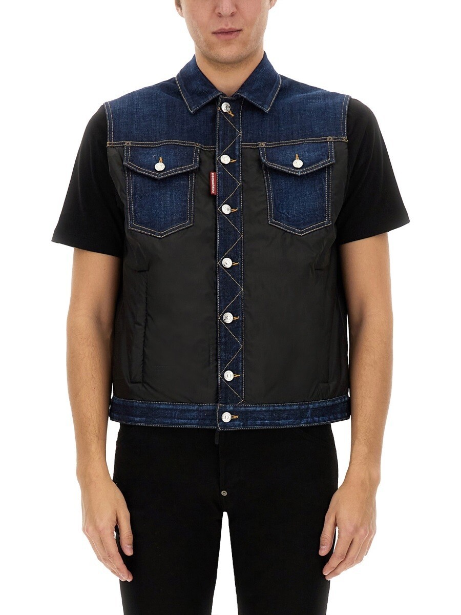 ディースクエアード DSQUARED2 ジレ より良い メンズ 青碧 Vests 358204 関税 貨物輸送無料 2025SS el