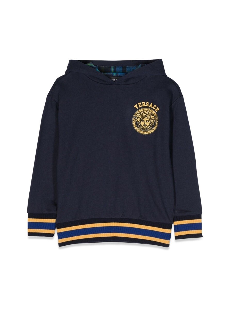 ヴェルサーチェ VERSACE クルーネックスウェットシャツ 調教師 ボーイズ 青碧 Crew neck sweatshirts 296906 関税 貨物輸送無料 2023AW el