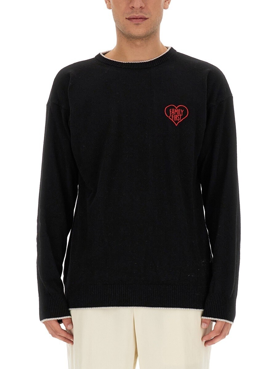 身寄り 一塁手 FAMILY FIRST プルオーバー 編み物御召しもの メンズ 黒いこと Knitwear 304993 関税 貨物輸送無料 2023AW el