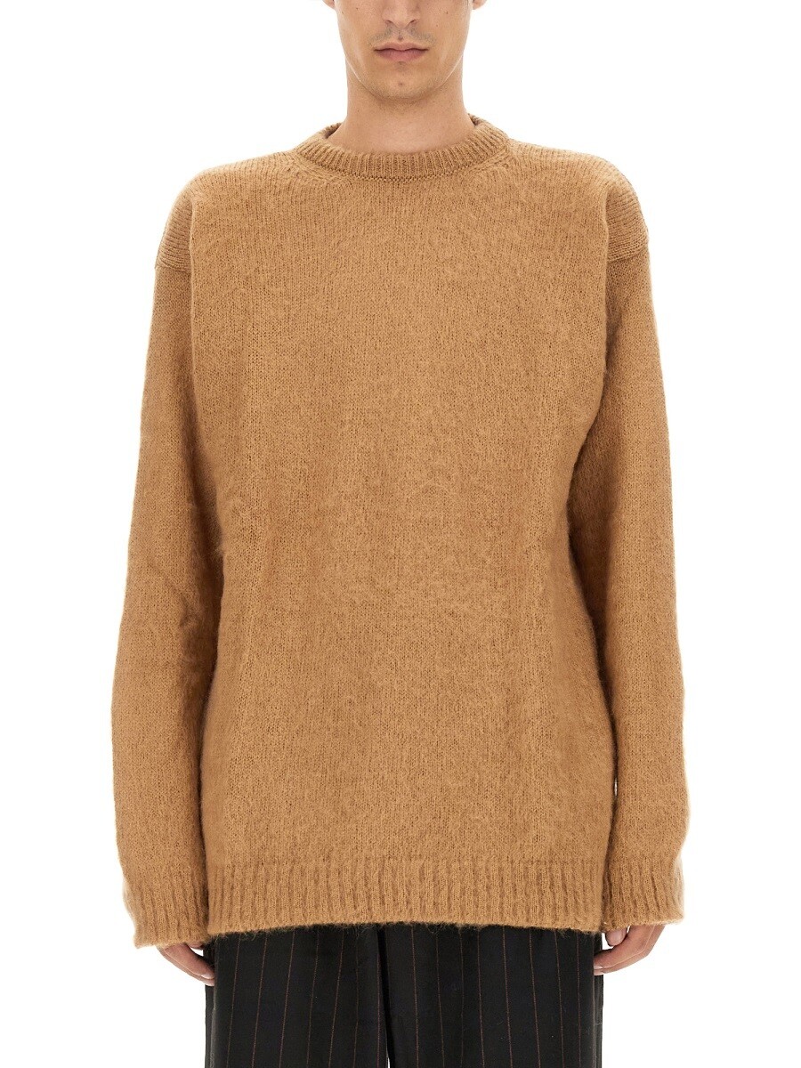 身寄り 一塁手 FAMILY FIRST プルオーバー 編み物御召しもの メンズ ベージュ Knitwear 305021 関税 貨物輸送無料 2023AW el
