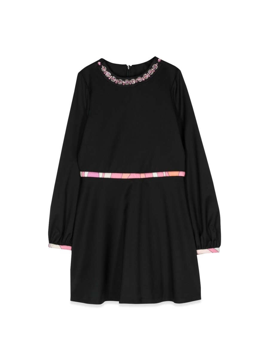 プッチ PUCCI ロング御召しもの 御召しもの ガールズ 黒いこと Long dresses 307206 関税 貨物輸送無料 2023AW el
