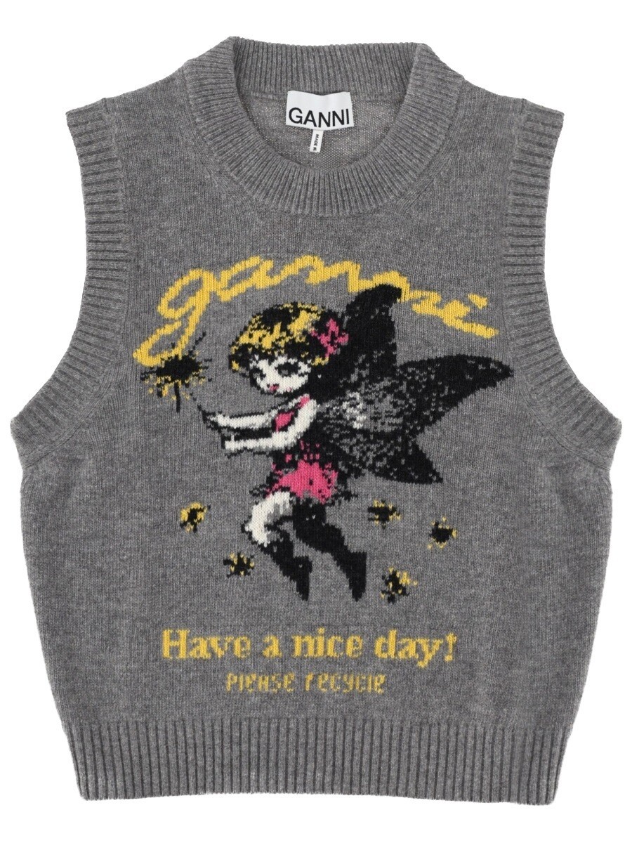 ガニー GANNI ジレ より良い レディース 薄墨色 Vests 412177 関税 貨物輸送無料 2026SS el