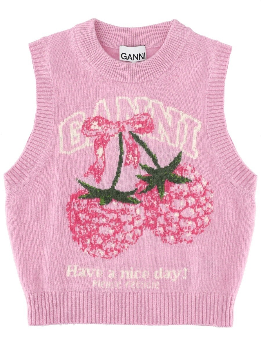 ガニー GANNI ジレ より良い レディース さくら色 Vests 412145 関税 貨物輸送無料 2026SS el