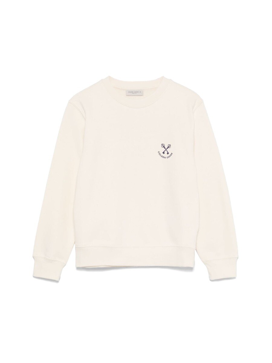 ゴールデングース GOLDEN GOOSE クルーネックスウェットシャツ 調教師 ガールズ 白いこと Crew neck sweatshirts 336559 関税 貨物輸送無料 2024AW el