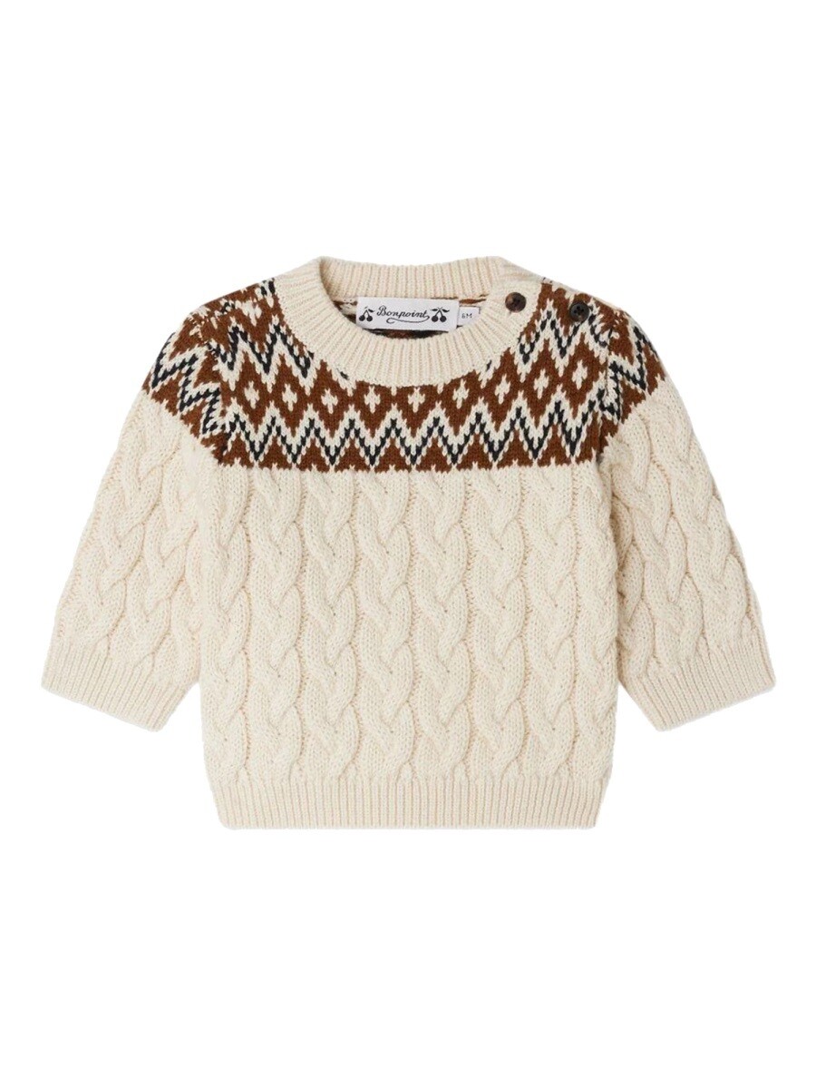 ボンポワン BONPOINT クルーネックジャンパー ニットウェア ボーイズ ブラウン Crew neck jumpers 367191 関税 送料無料 2025AW el