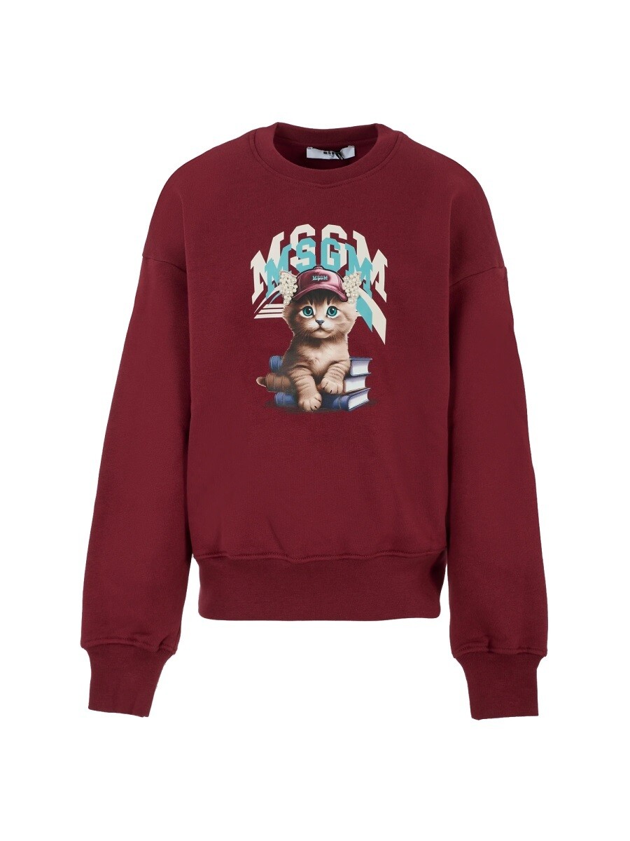 エムエスジーエム MSGM クルーネックスウェットシャツ トレーナー ガールズ レッド Crew neck sweatshirts 367457 関税 送料無料 2025AW el｜BRANDSHOP「il Tesoro」