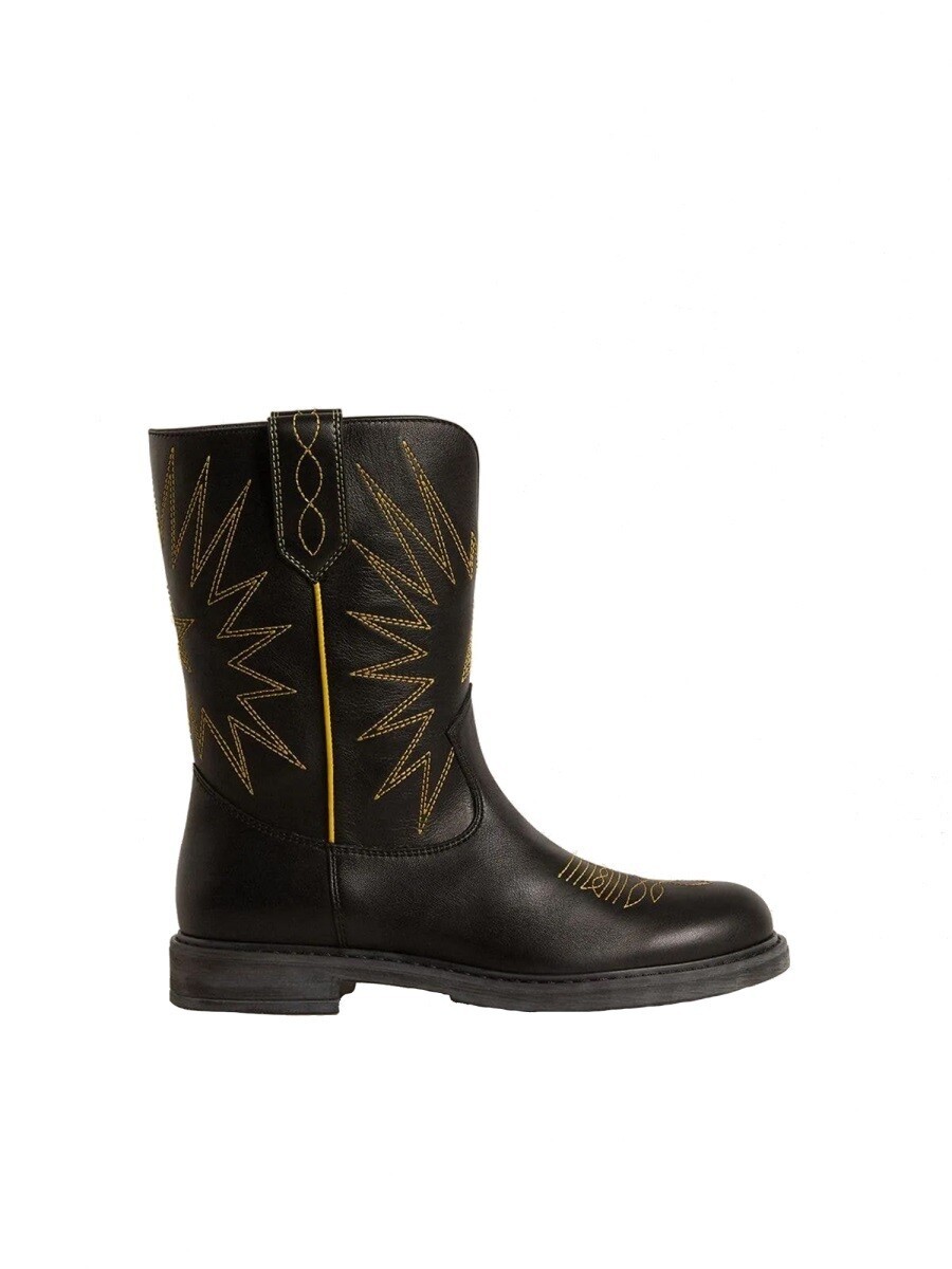 ゴールデングース GOLDEN GOOSE 坦々たるブーツ ブーツ ガールズ 黒いこと Flat boots 367855 関税 貨物輸送無料 2025AW el