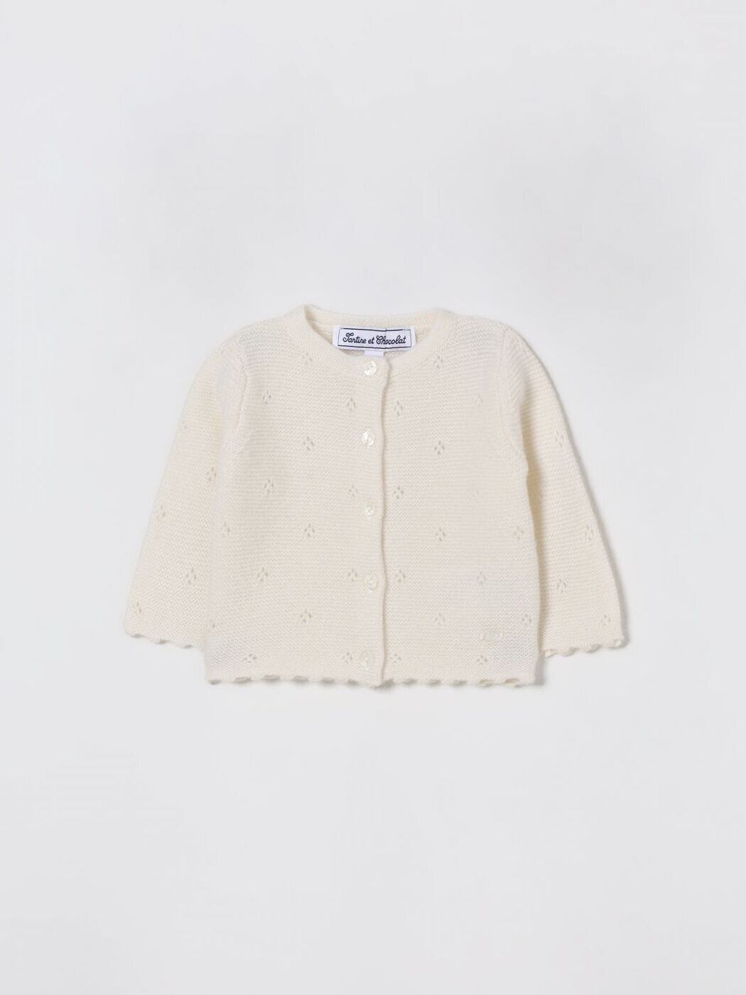 タルティーヌ・エ・ショコラ TARTINE ET CHOCOLAT クルーネックジャンパー 編み物御召しもの ボーイズ 白いこと Crew neck jumpers CB18121 関税 貨物輸送無料 2025AW gi