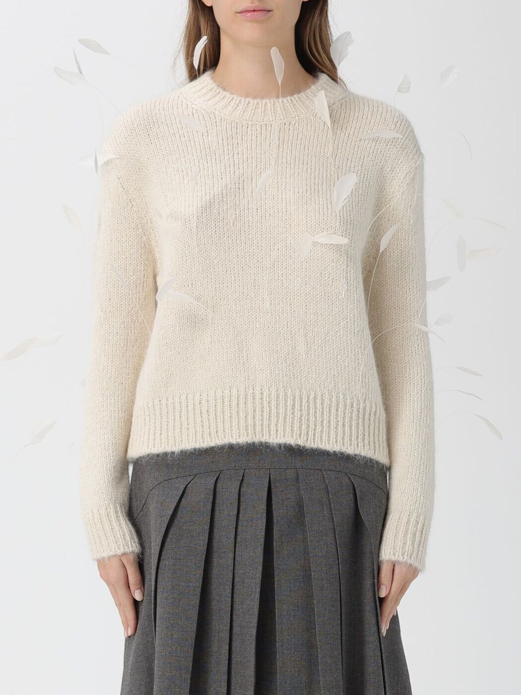 ジルサンダー JIL SANDER スウェーター 編み物お召しもの レディース 白いこと Knitwear J03GP0179J14810 関税 貨物輸送無料 2025AW gi