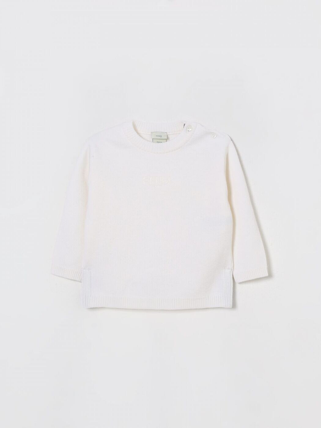 FENDI FENDI クルーネックジャンパー 編み物御召しもの ガールズ 白いこと Crew neck jumpers BUG202AUKU 関税 貨物輸送無料 2025AW gi
