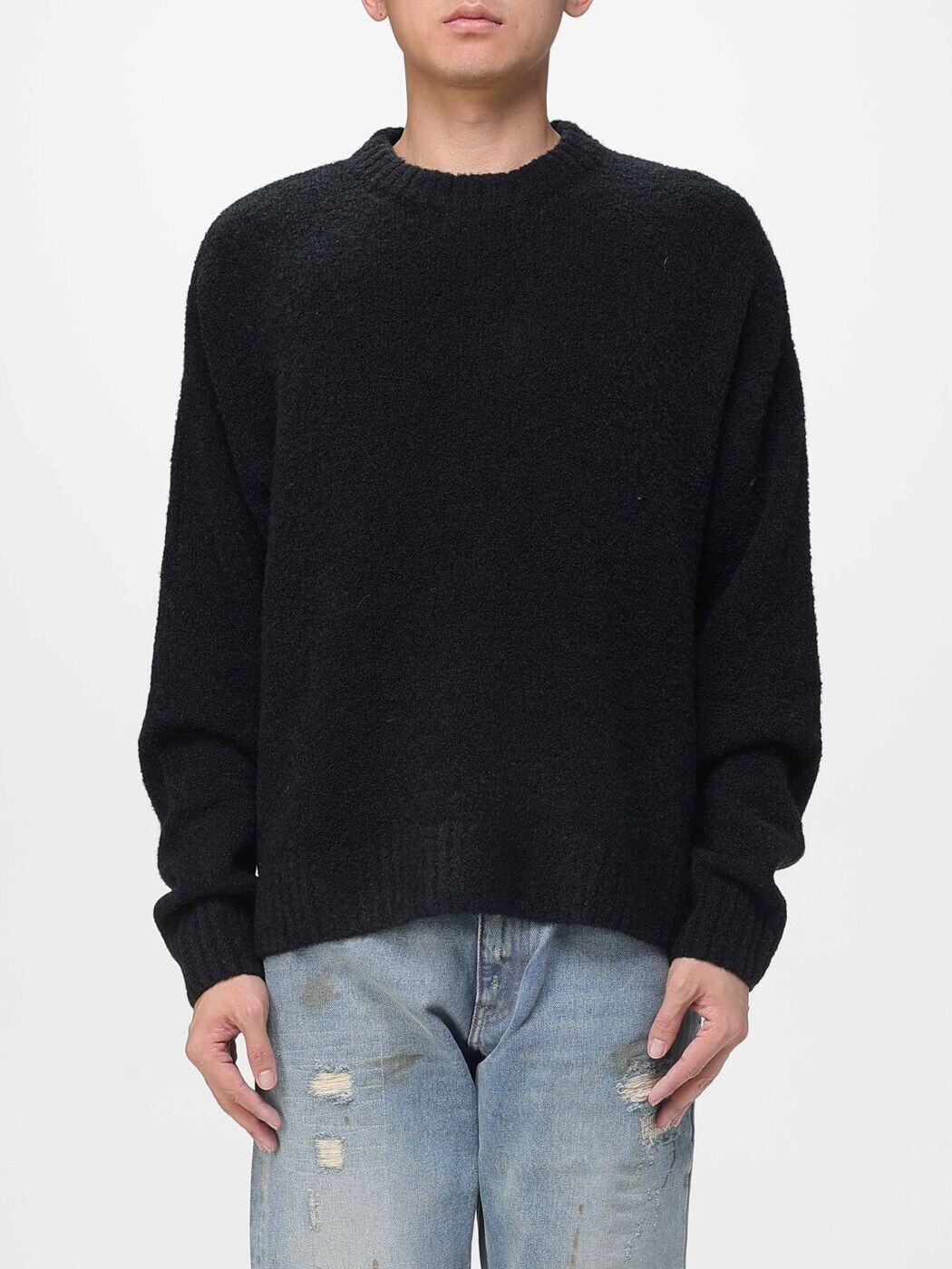 アーミッシュ AMISH プルオーバー 編み物御召しもの メンズ 黒いこと Knitwear AMU147 Black 関税 貨物輸送無料 2025AW gi