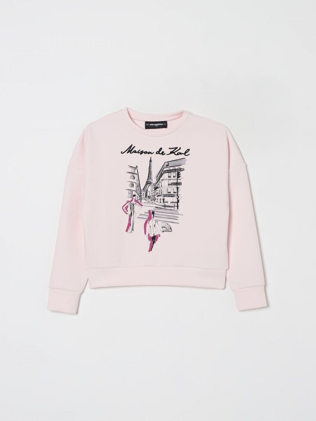 長い巻き毛 ラガーフェルド KARL LAGERFELD クルーネックジャンパー 編み物御召しもの ガールズ さくら色 Crew neck jumpers Z30610 関税 貨物輸送無料 2025AW gi