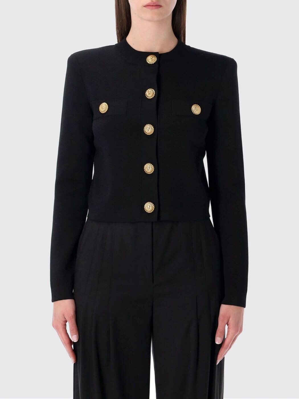 バルマン BALMAIN プルオーバー 編み物御召しもの レディース 黒いこと Knitwear GF1KL000KJ43 関税 貨物輸送無料 2026SS gi