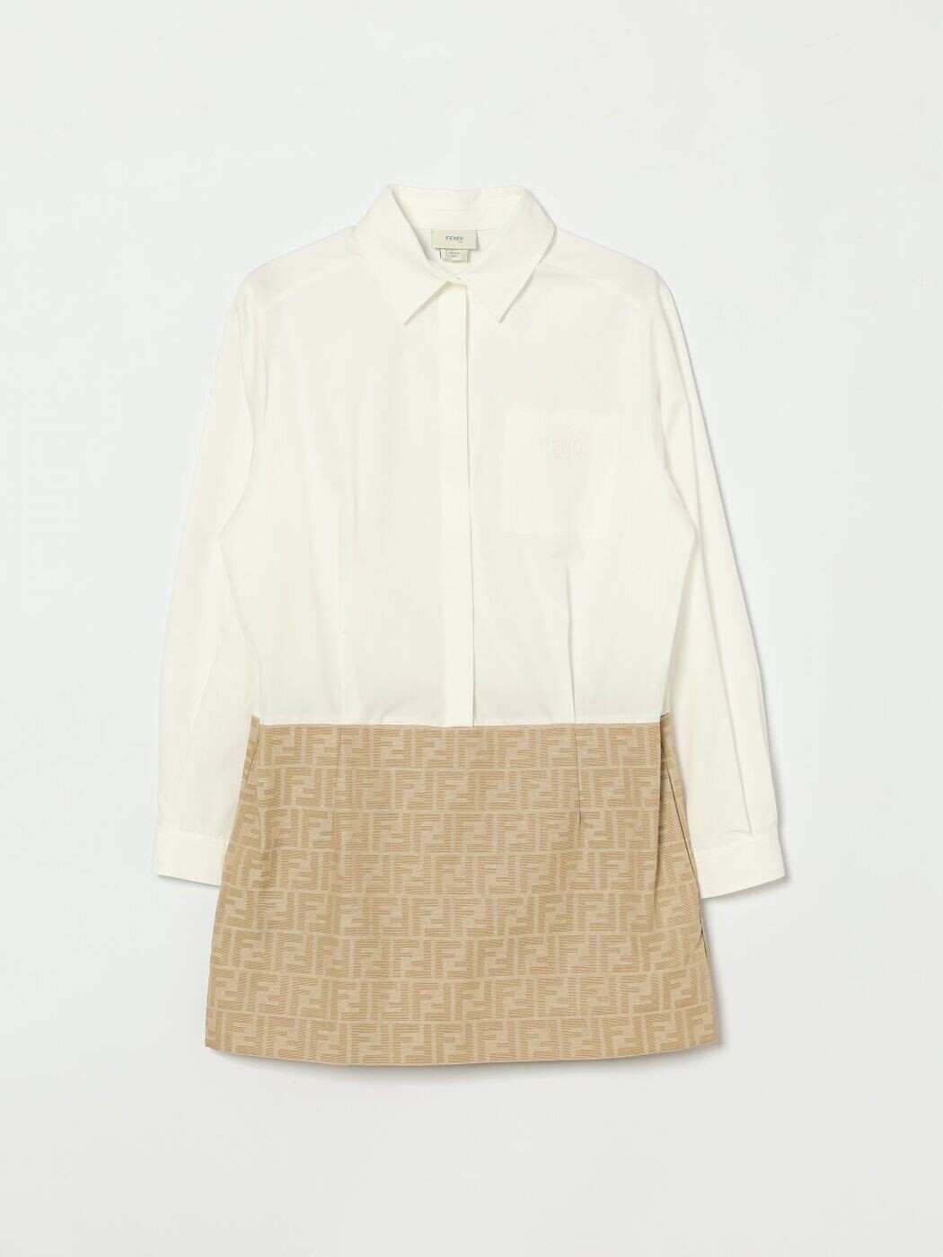 FENDI FENDI ロング御召しもの 御召しもの ガールズ 白いこと Long dresses JFB829AQTK 関税 貨物輸送無料 2026SS gi