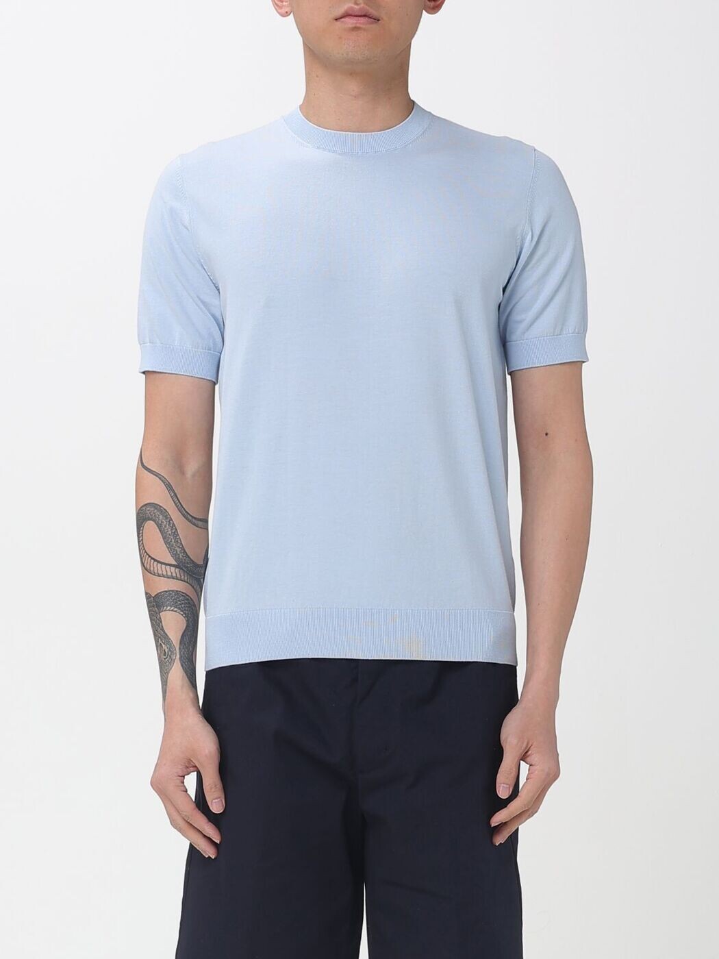 パオロペコラ PAOLO PECORA プルオーバー 編み物御召しもの メンズ Knitwear A009F100 Gnawed Blue 関税 貨物輸送無料 2026SS gi