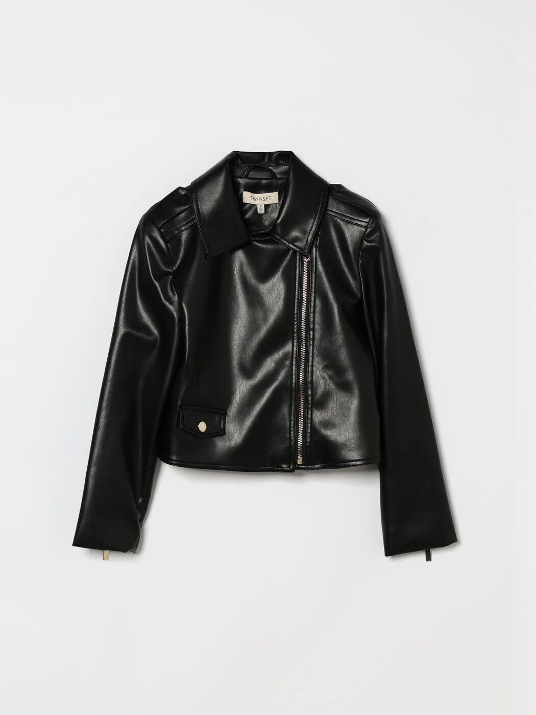 ツイン書き割り TWINSET バイカージャケット 上衣 ガールズ 黒いこと Biker jackets 261GJ2053 関税 貨物輸送無料 2026SS gi