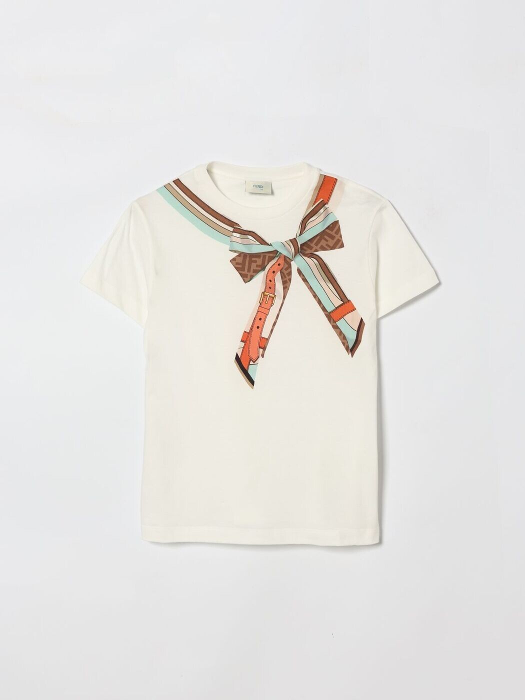 FENDI FENDI ロング衣袂ティーシャツ ティーシャツ ガールズ 白いこと Long sleeve t-shirts JFI4007AJ 関税 貨物輸送無料 2026SS gi