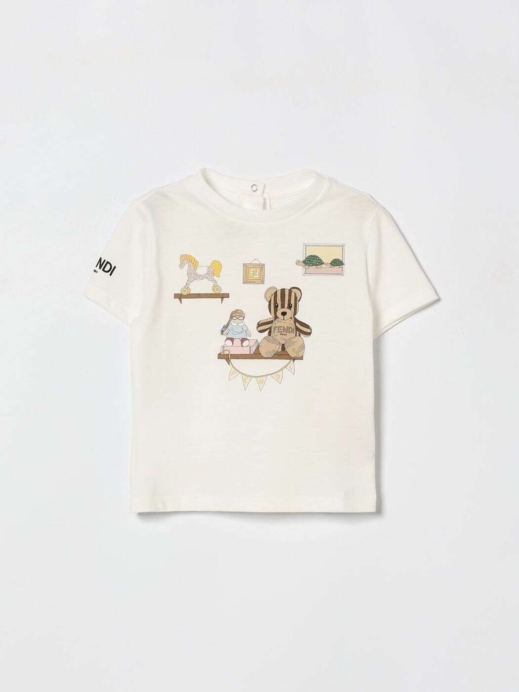 FENDI FENDI ロング衣袂ティーシャツ ティーシャツ ボーイズ 白いこと Long sleeve t-shirts BUI1147AJ 関税 貨物輸送無料 2026SS gi