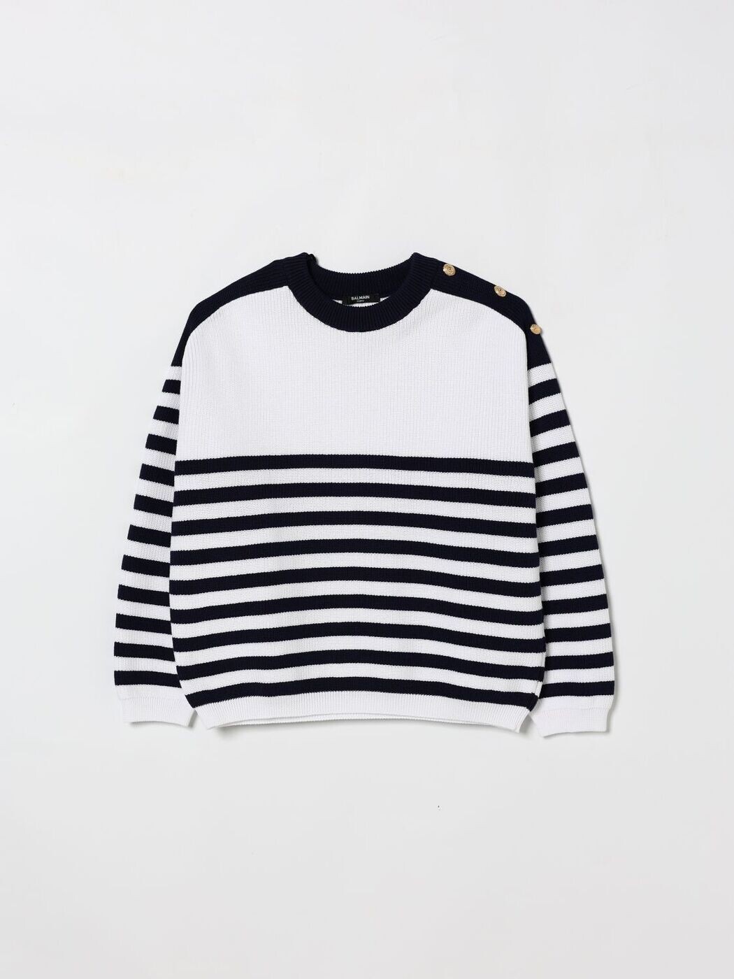バルマン BALMAIN クルーネックジャンパー 編み物御召しもの ボーイズ 白いこと Crew neck jumpers BY9A20X0018 関税 貨物輸送無料 2026SS gi