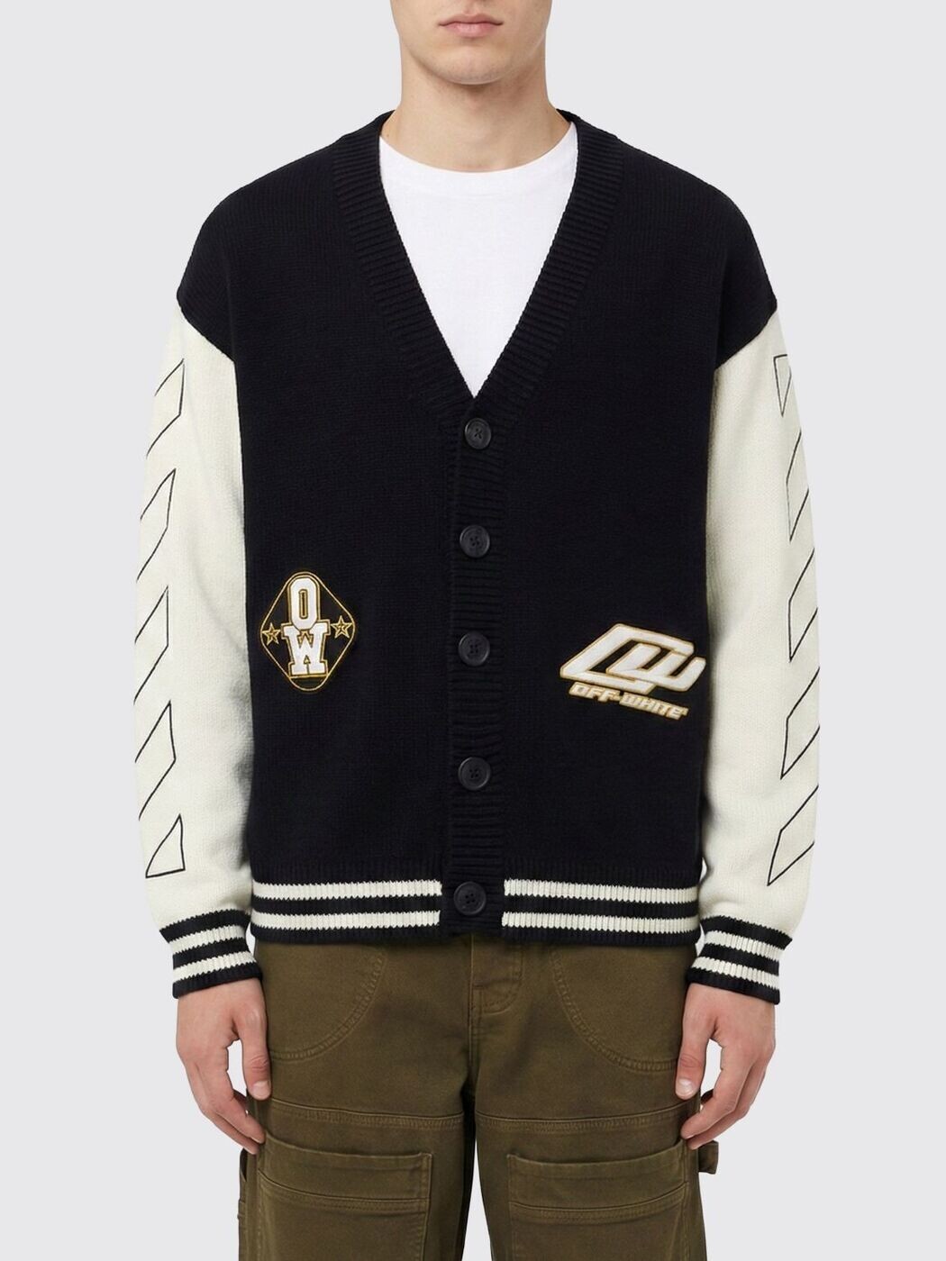 象牙色 OFF WHITE プルオーバー 編み物御召しもの メンズ 黒いこと Knitwear 44MHB019S26K002 関税 貨物輸送無料 2026SS gi