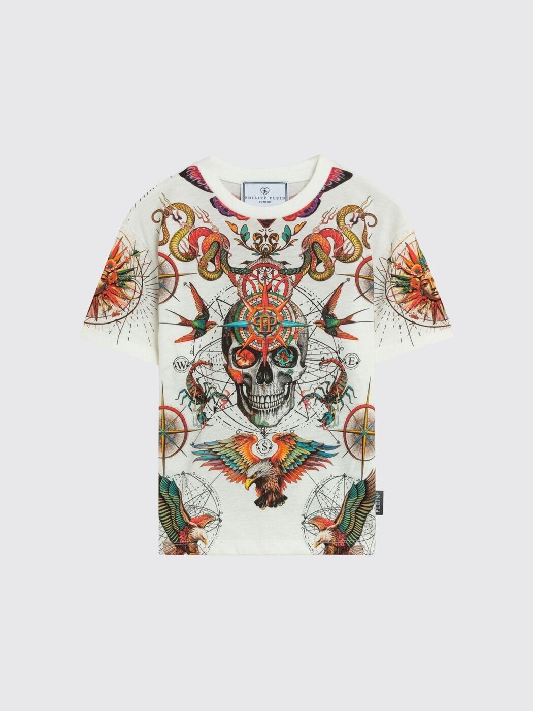 フィリップ 飾り気の無い PHILIPP PLEIN ロング捩りプルオーバー プルオーバー ボーイズ 白いこと Long sleeve t-shirts S6PHJBTH033 関税 貨物輸送無料 2026SS gi