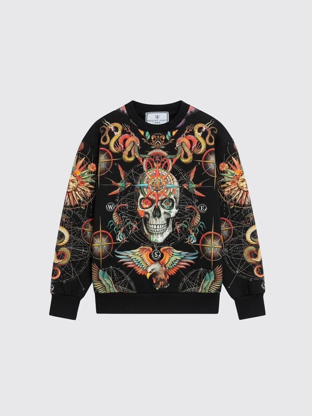 フィリップ 飾り気のない PHILIPP PLEIN クルーネックジャンパー 編み物御召しもの ボーイズ 黒いこと Crew neck jumpers S6PHJBSW032 関税 貨物輸送無料 2026SS gi