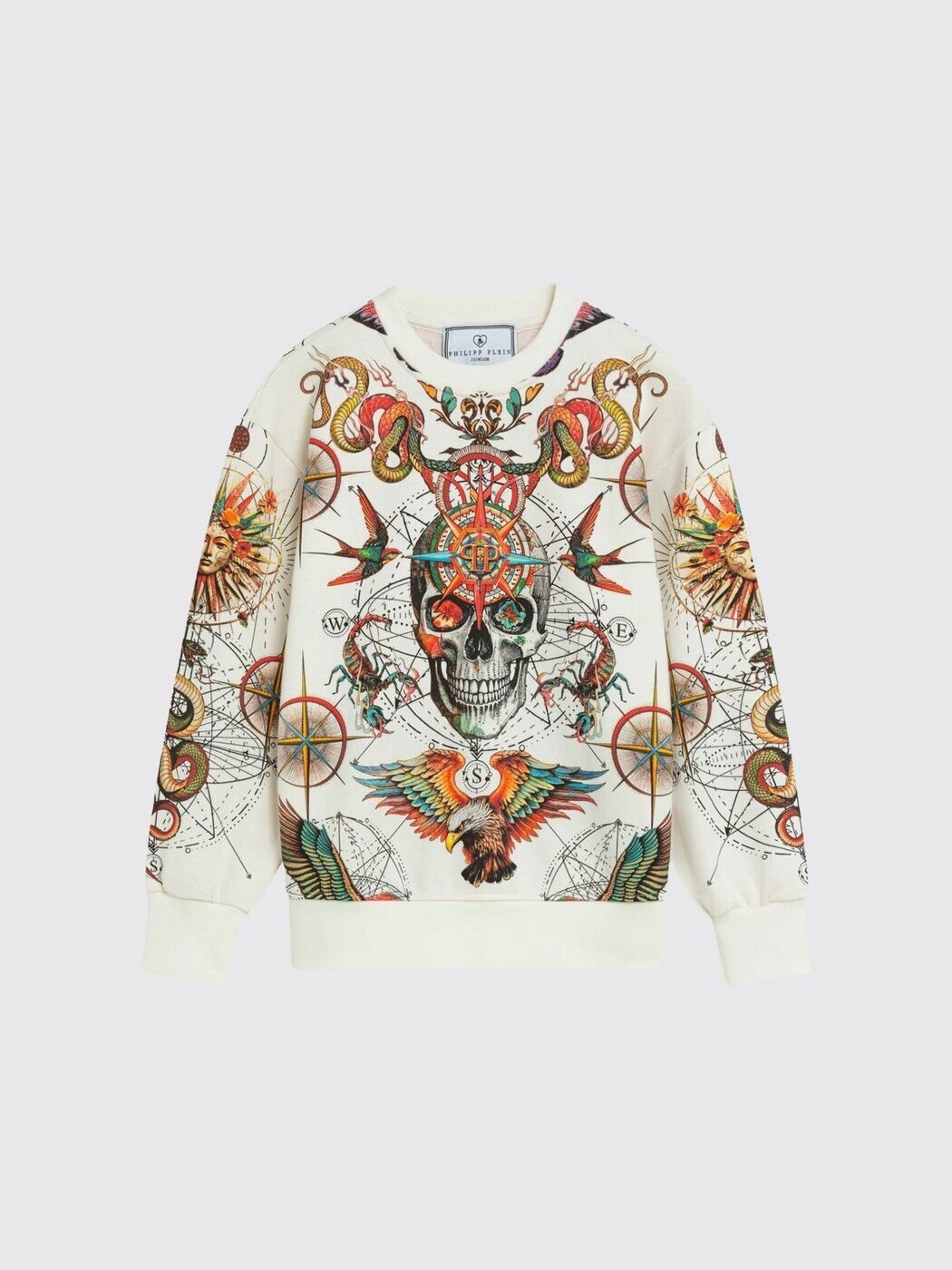 フィリップ 飾り気のない PHILIPP PLEIN クルーネックジャンパー 編み物御召しもの ボーイズ 白いこと Crew neck jumpers S6PHJBSW032 関税 貨物輸送無料 2026SS gi