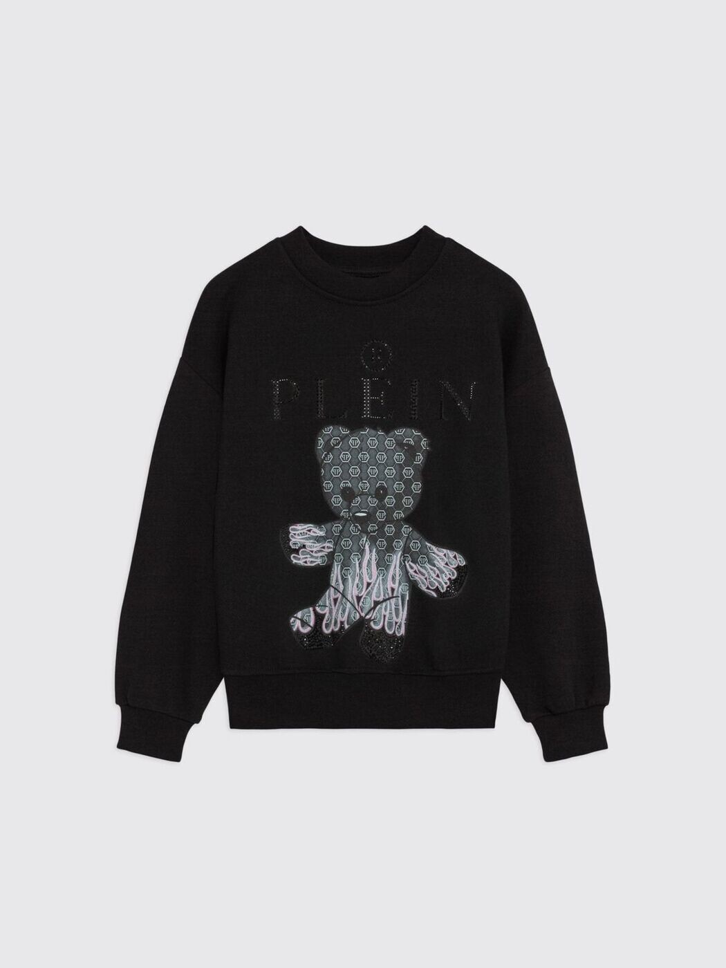 フィリップ 飾り気のない PHILIPP PLEIN クルーネックジャンパー 編み物御召しもの ガールズ 黒いこと Crew neck jumpers S6PHJGSW161 関税 貨物輸送無料 2026SS gi