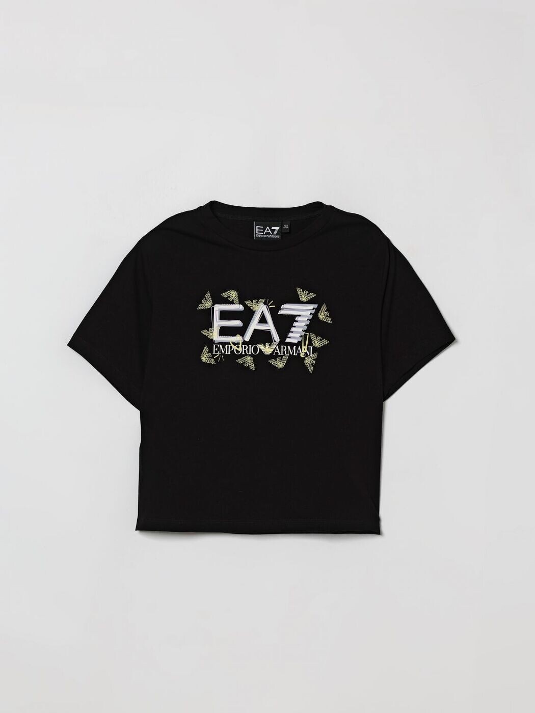 エン急性灰白髄炎 アルマーニ EA7 ロング捩りプルオーバー プルオーバー ガールズ 黒いこと Long sleeve t-shirts 7G000151AF10373 関税 貨物輸送無料 2026SS gi